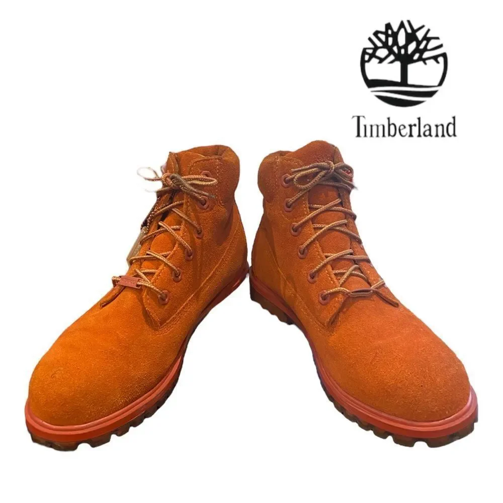 Timberland Big Kids 6 Inch Premium Waterproof Suede Leather Rust Boots 5.5